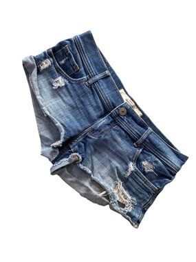 Abercrombie & Fitch Denim Shorts Womens 2 W26 Low Rise Distressed Cuffed